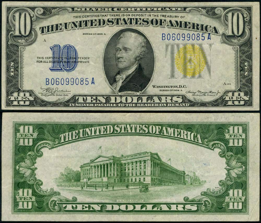 1934 $10 Federal Reserve Note Green Seal Circulated